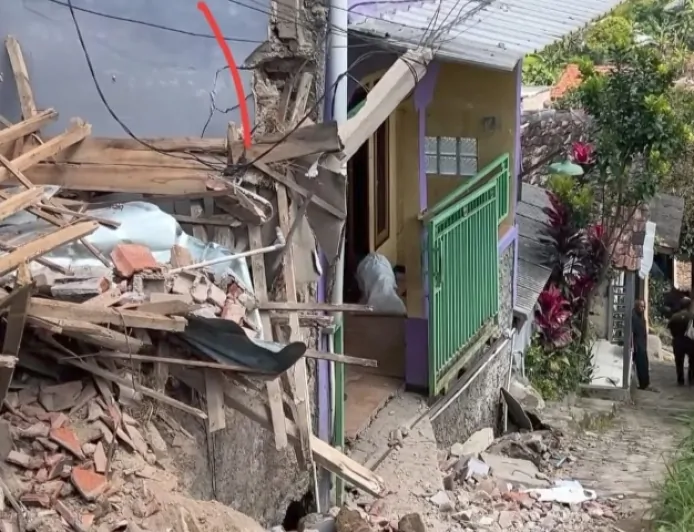 Rumah Warga di Kampung Babut Cimahi Utara Rusak Terdampak Bencana Tanah Bergerak